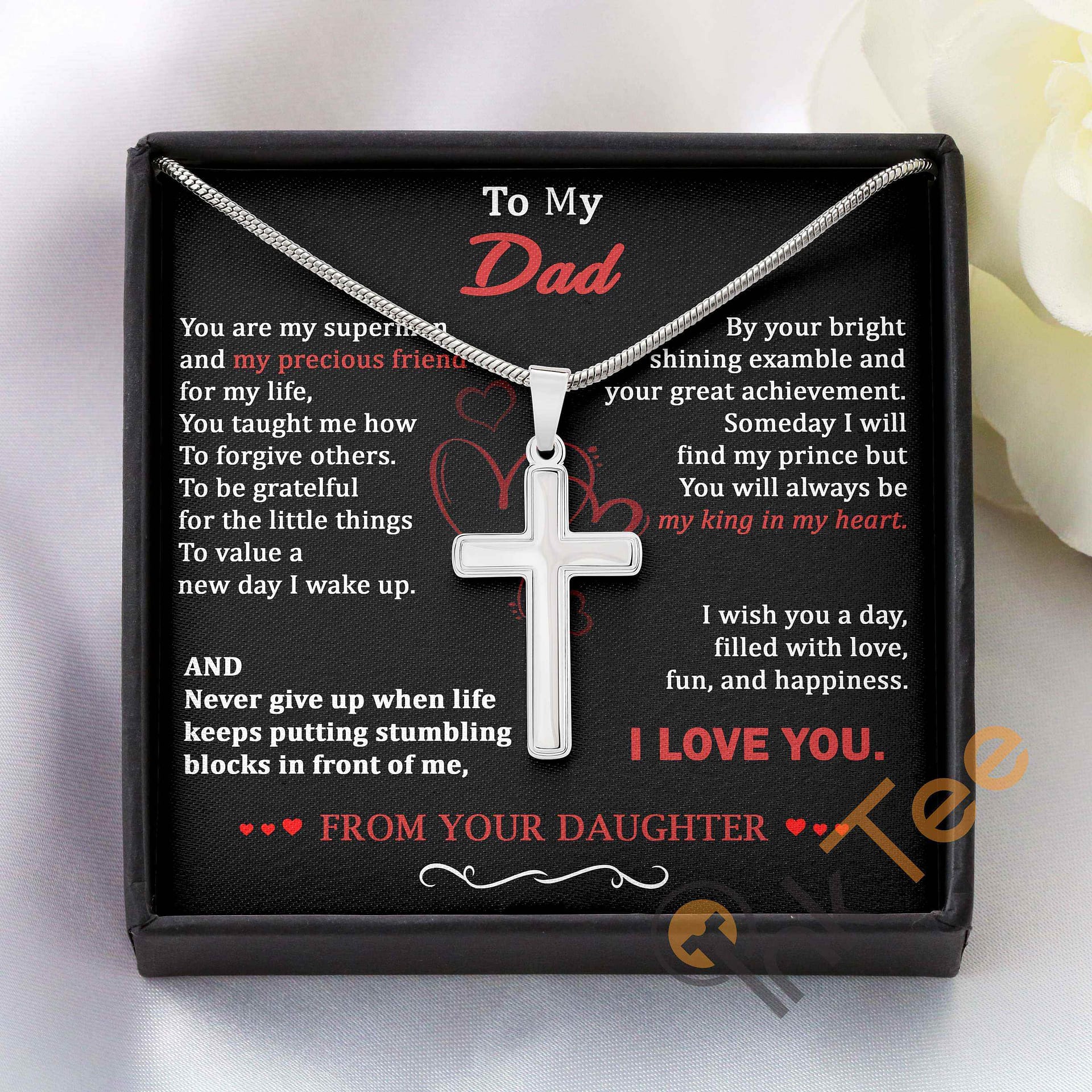 Fathers Day Gift For Dad From Daughter Personalized Message Card Idea Father Thanksgiving Cross Necklace Personalized Gifts