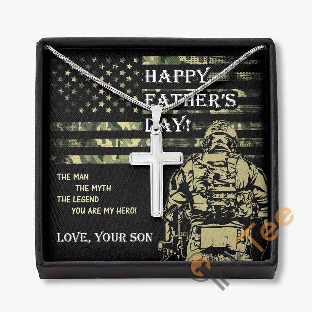 Fathers Day Necklace Gift From Son Cross For Dad With Message Card Personalized Gifts