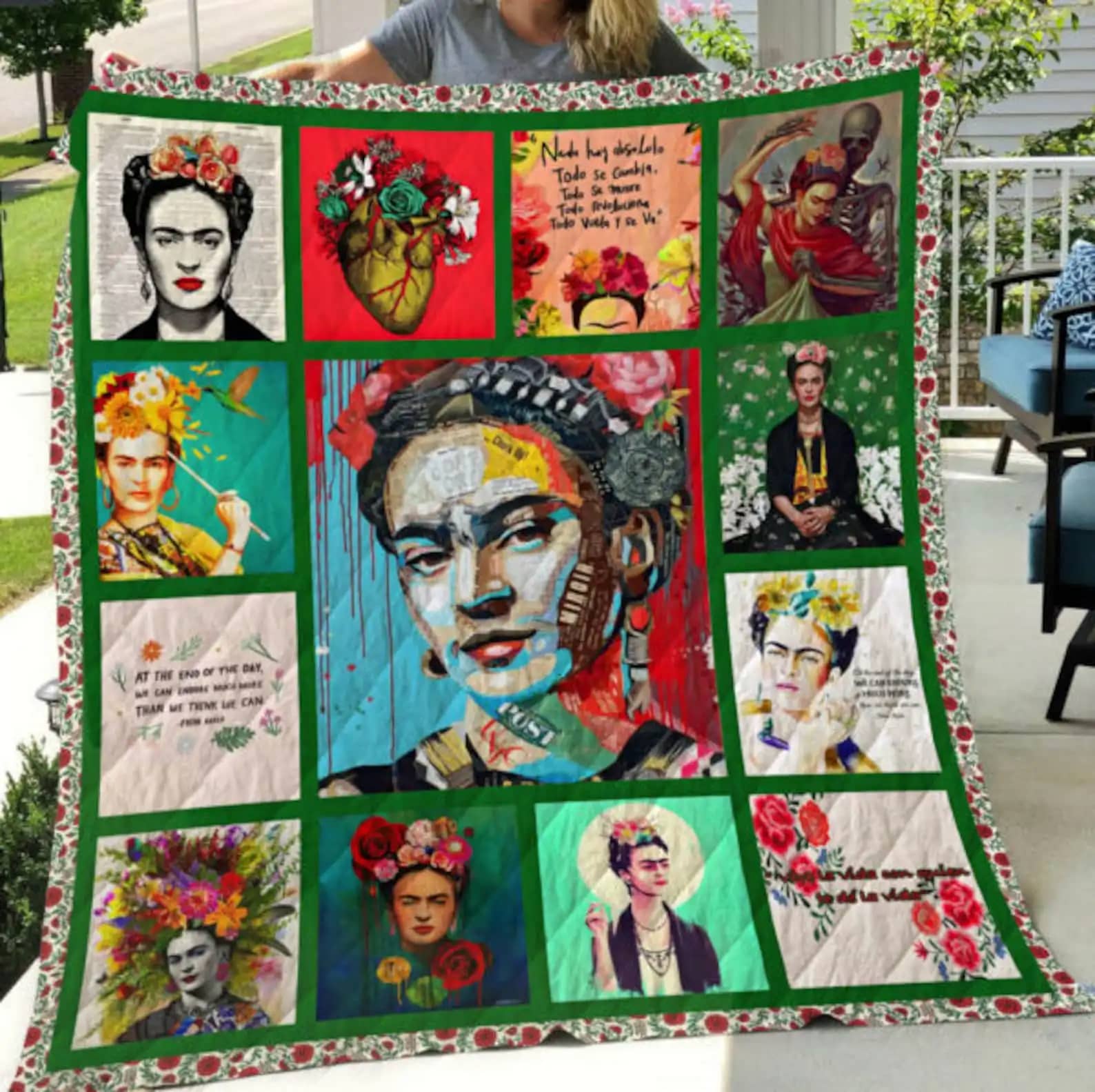 Frida Kahlo Blanket Mexico Vintage Art Gift For Fans Quilt