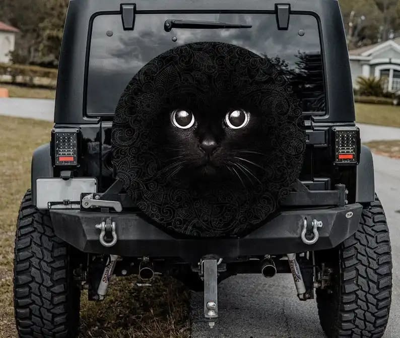 Funny Black Cat Tire Cover