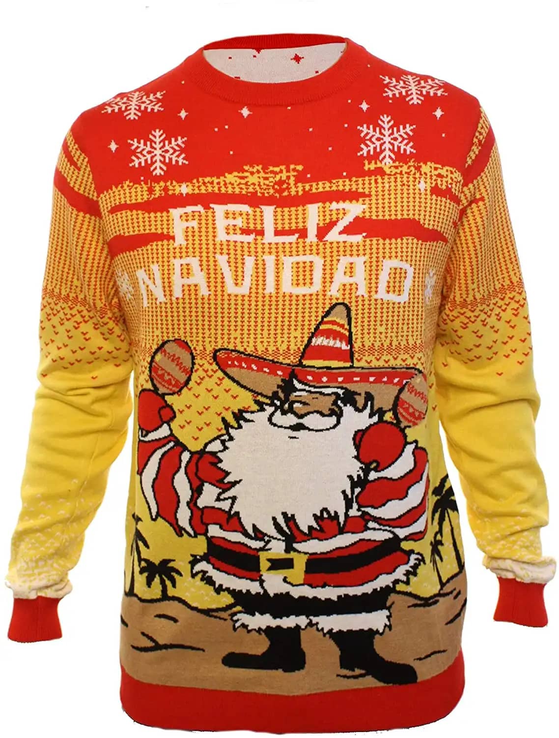 Funny Santa Feliz Navidad Yellow Ugly Sweater