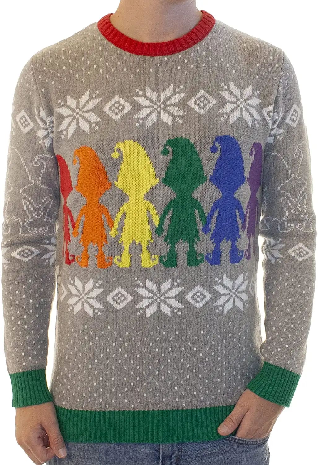 Funny Santa Gay Pride Gray Ugly Sweater