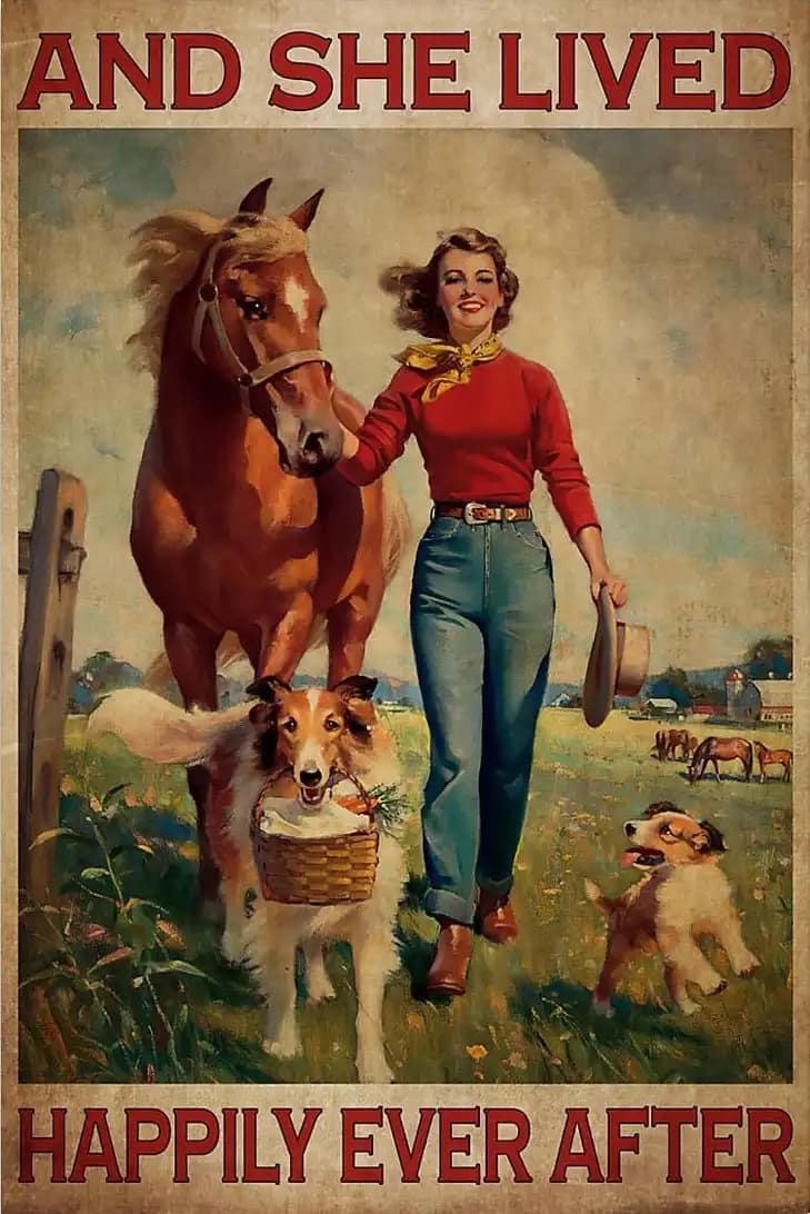 Girl With Horse Dog And She Lived Happily Ever After Poster