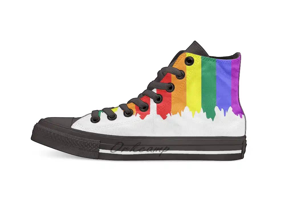 Lgbt Gay Pride Rainbow Drip Paint Casual High Top Shoes