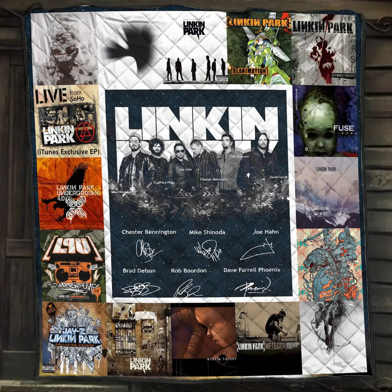 Linkin Park Members Signatures Blanket Rock Musical Gift For Lovers Quilt