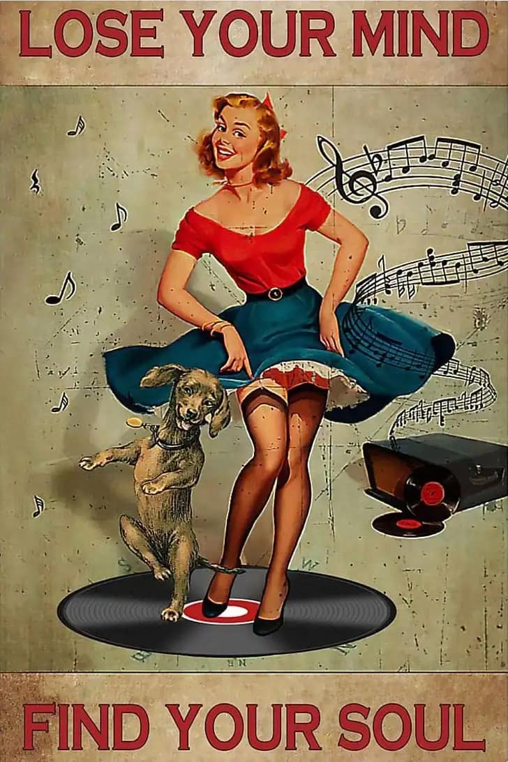Lose My Mind Find Your Soul Music Girl With Dog Lover Poster