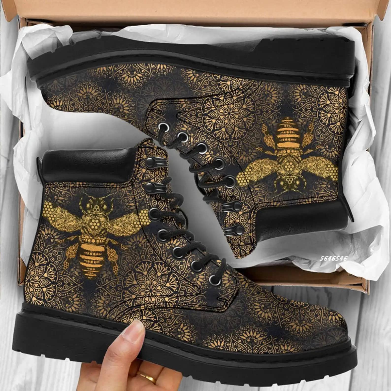 Love Bee Mandala 3 Handmade Boots Custom A Best Gift For Beekeeper All Season Boot