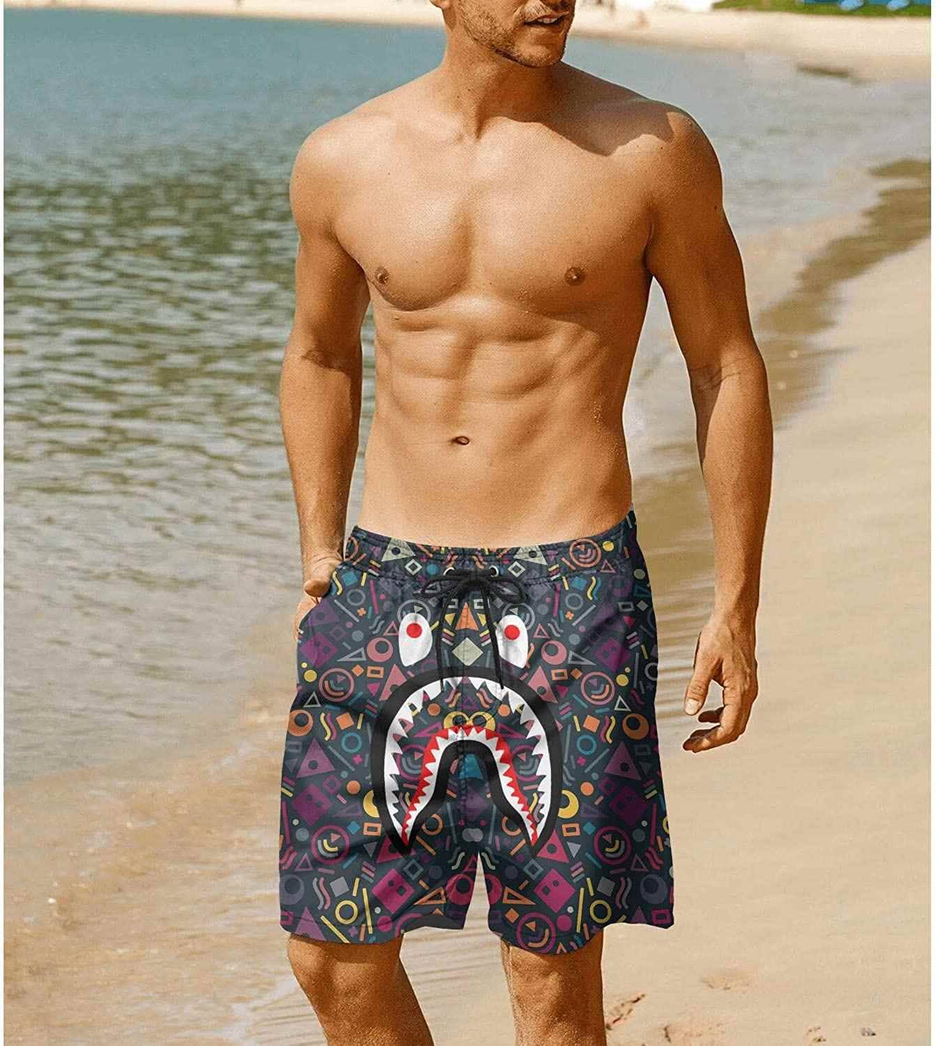 Inktee Store - Mens Bape Shark Swim Trunks Shorts Image
