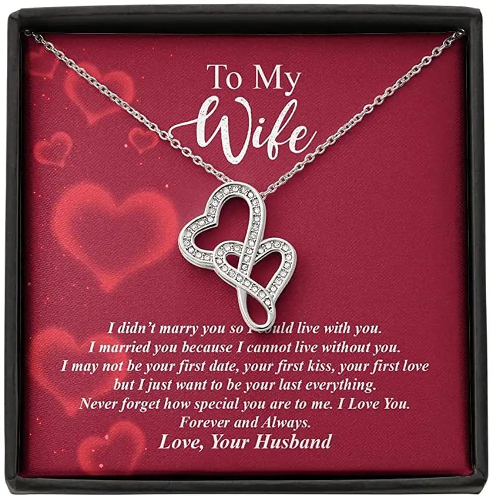 Necklace Jewelry For Women To My Wife Double Hearts Personalized Gifts