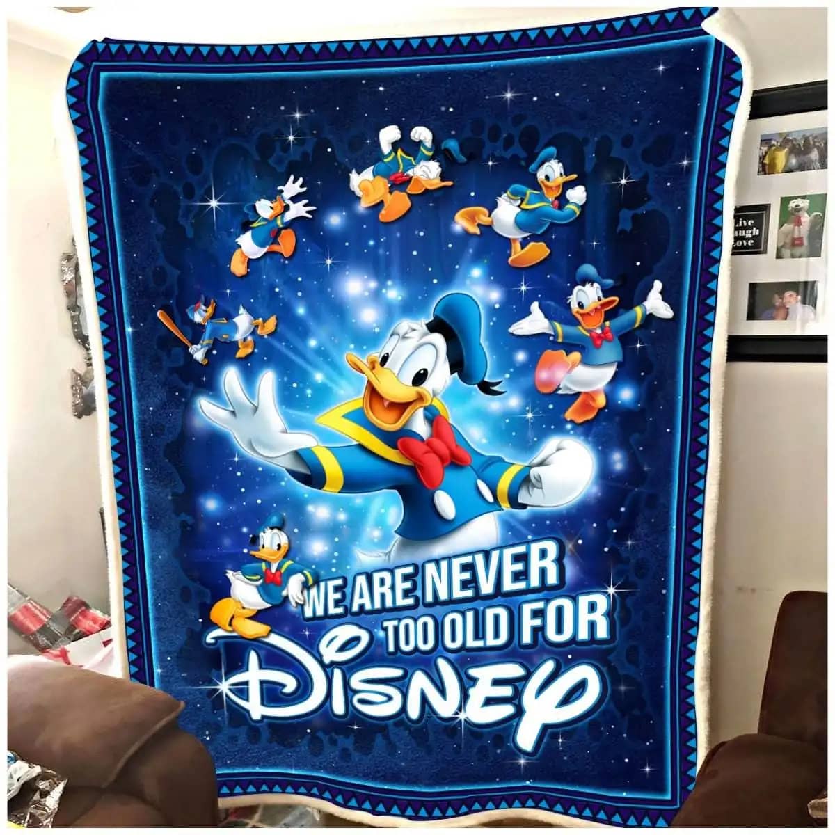 Never Too Old For Donald Duck Disney Inspired Soft Cozy Comfy Bedroom Livingroom Office Home Decoration Fleece Blanket