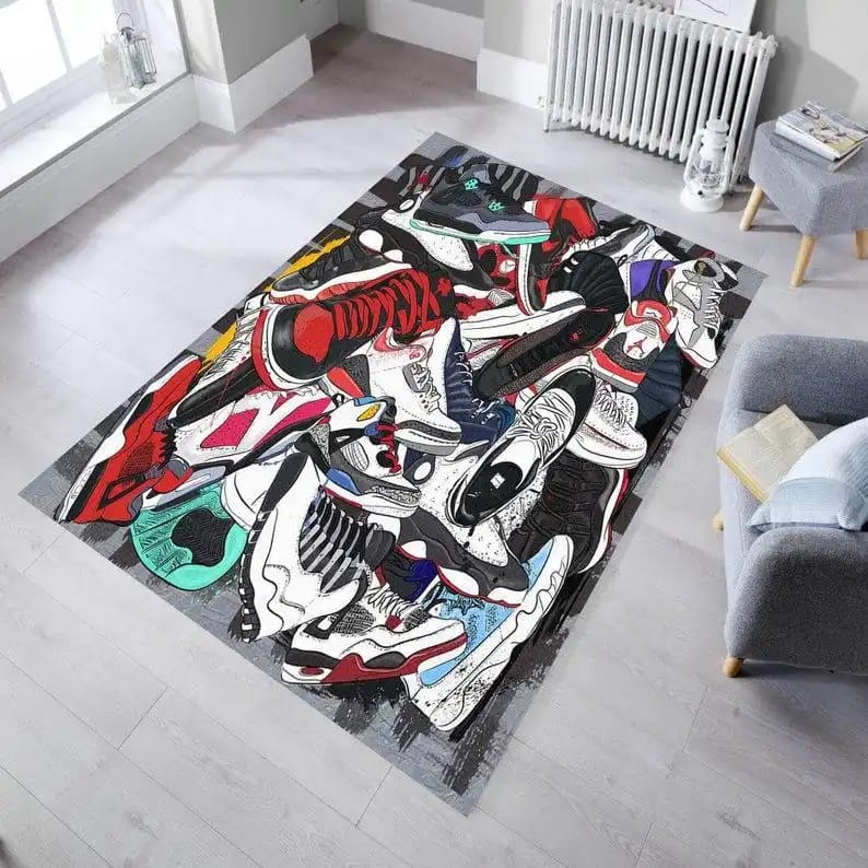Air Michael Carpet Living Room Sneaker Decor Rug - Inktee
