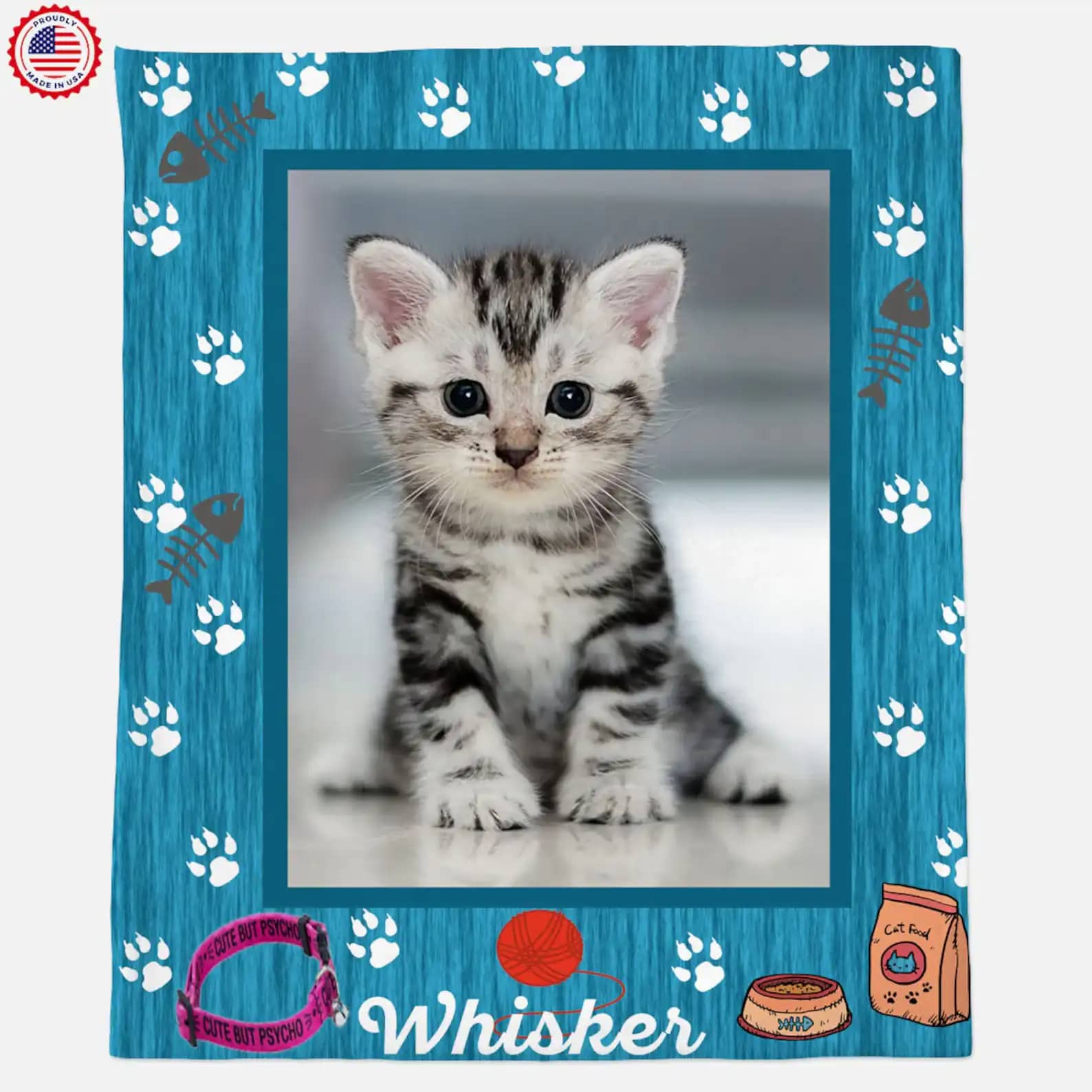 Personalized Pet Photo Cat Face Gift For Lovers Fleece Blanket