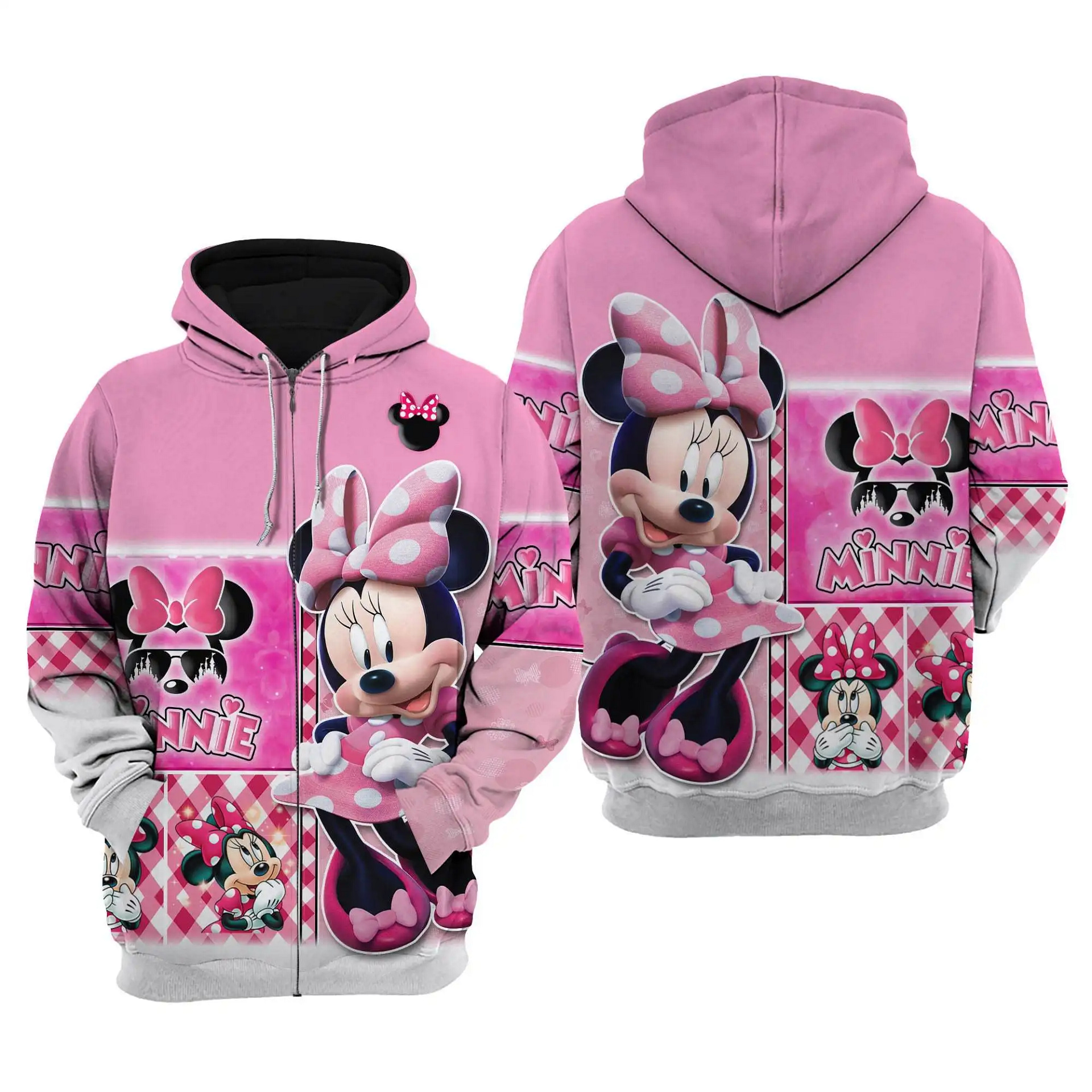 Pink Minnie Mouse Disney Cartoon Graphic Outfits Clothing Men Women Kids Toddlers Hoodie 3D