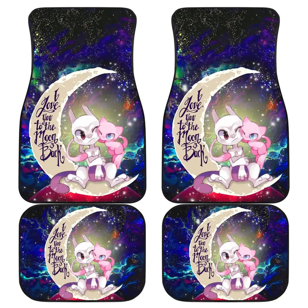 Pokemon Couple Mew Mewtwo Love You To The Moon Galaxy Car Floor Mats