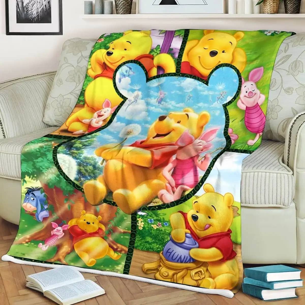 Pooh Eeyore Tigger Piglet Disney Inspired Soft Cozy Comfy Bedroom Livingroom Office Home Decoration Fleece Blanket