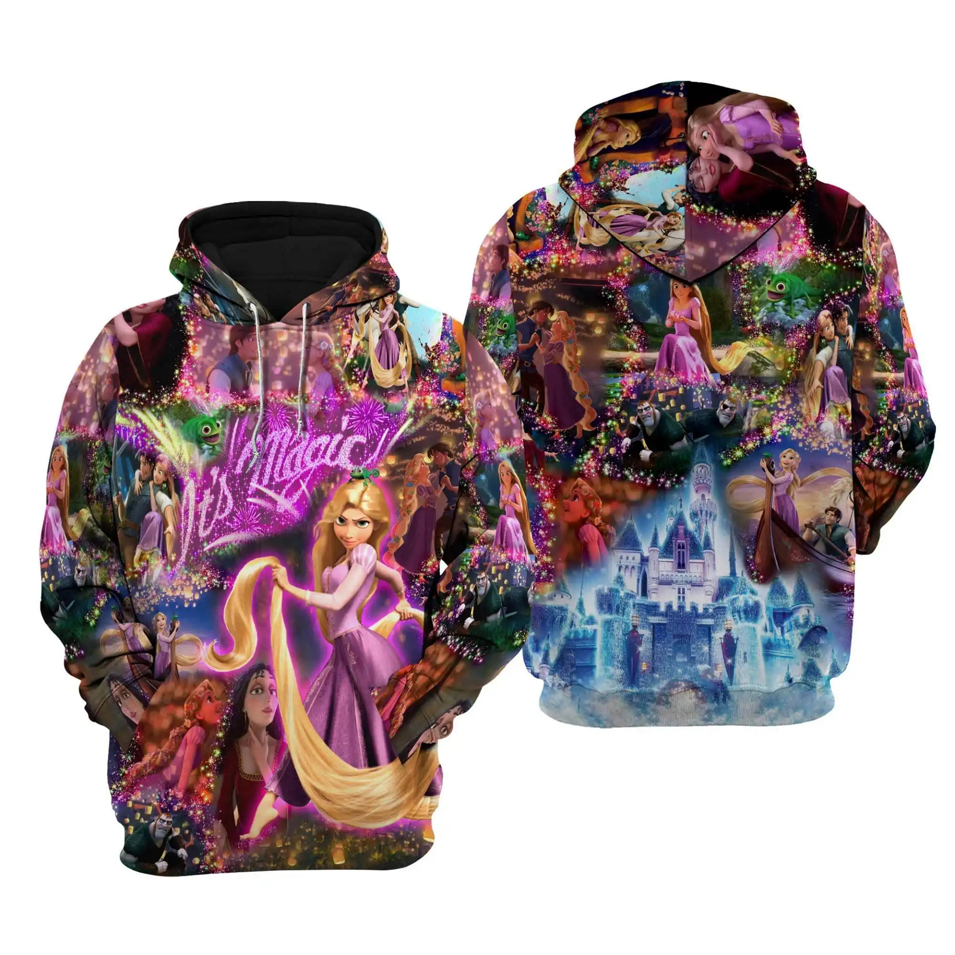Rapunzel Tangled Castle Disney Cartoon Graphic Outfits Clothing Men Women Kids Toddlers Hoodie 3D
