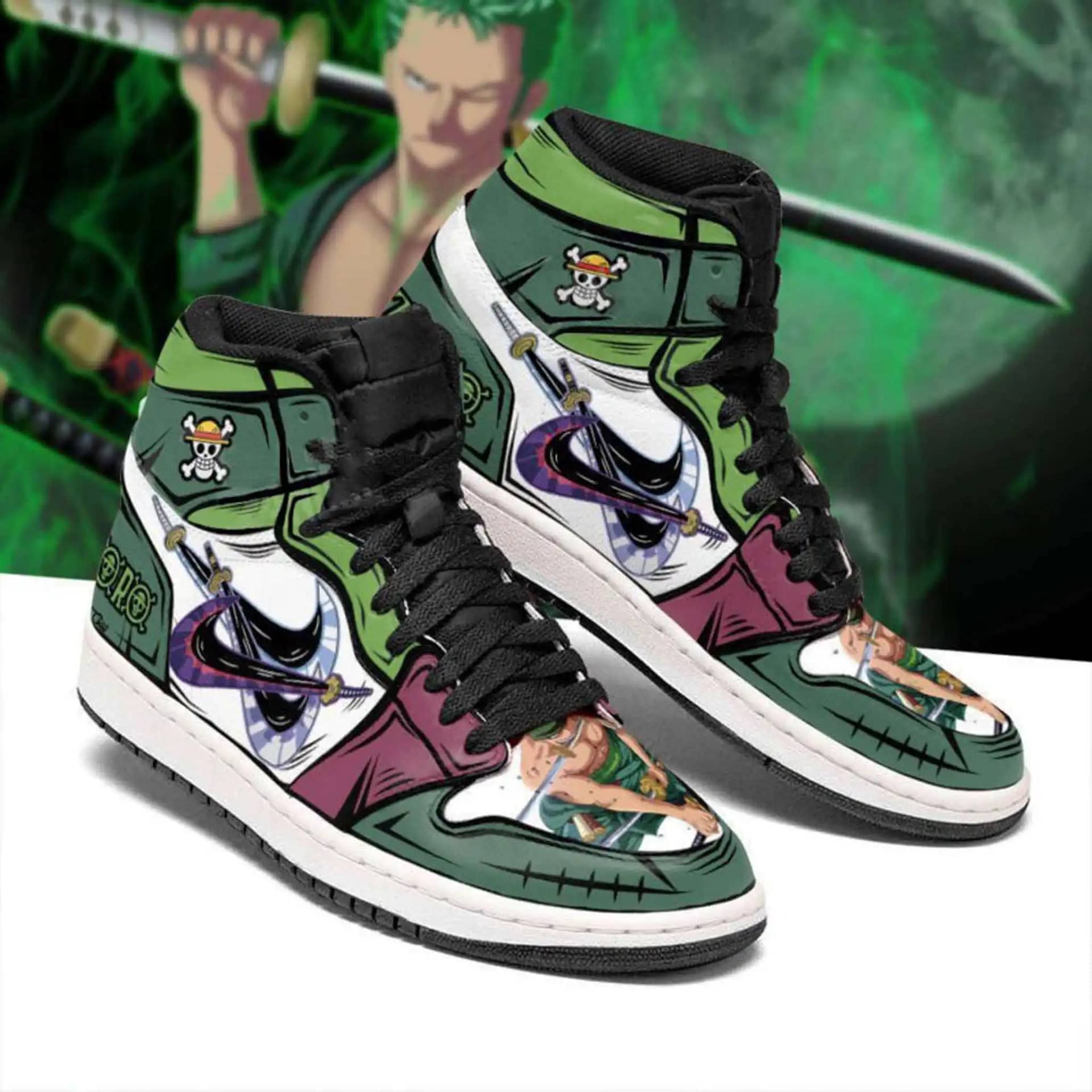 Roronoa Zoro Sneakers Custom Anime One Piece Air Jordan 13 Shoes - It's  RobinLoriNOW!