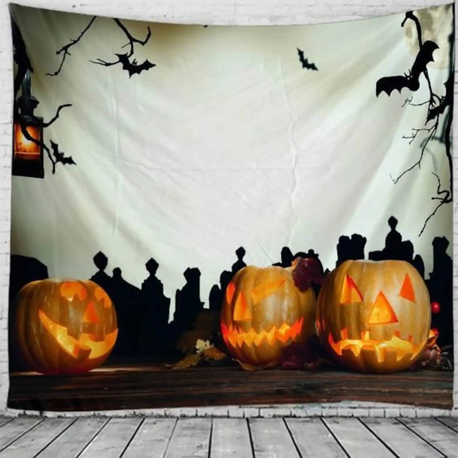 Scary Pumpkin Wall Art Decor Halloween Gifts Tapestry