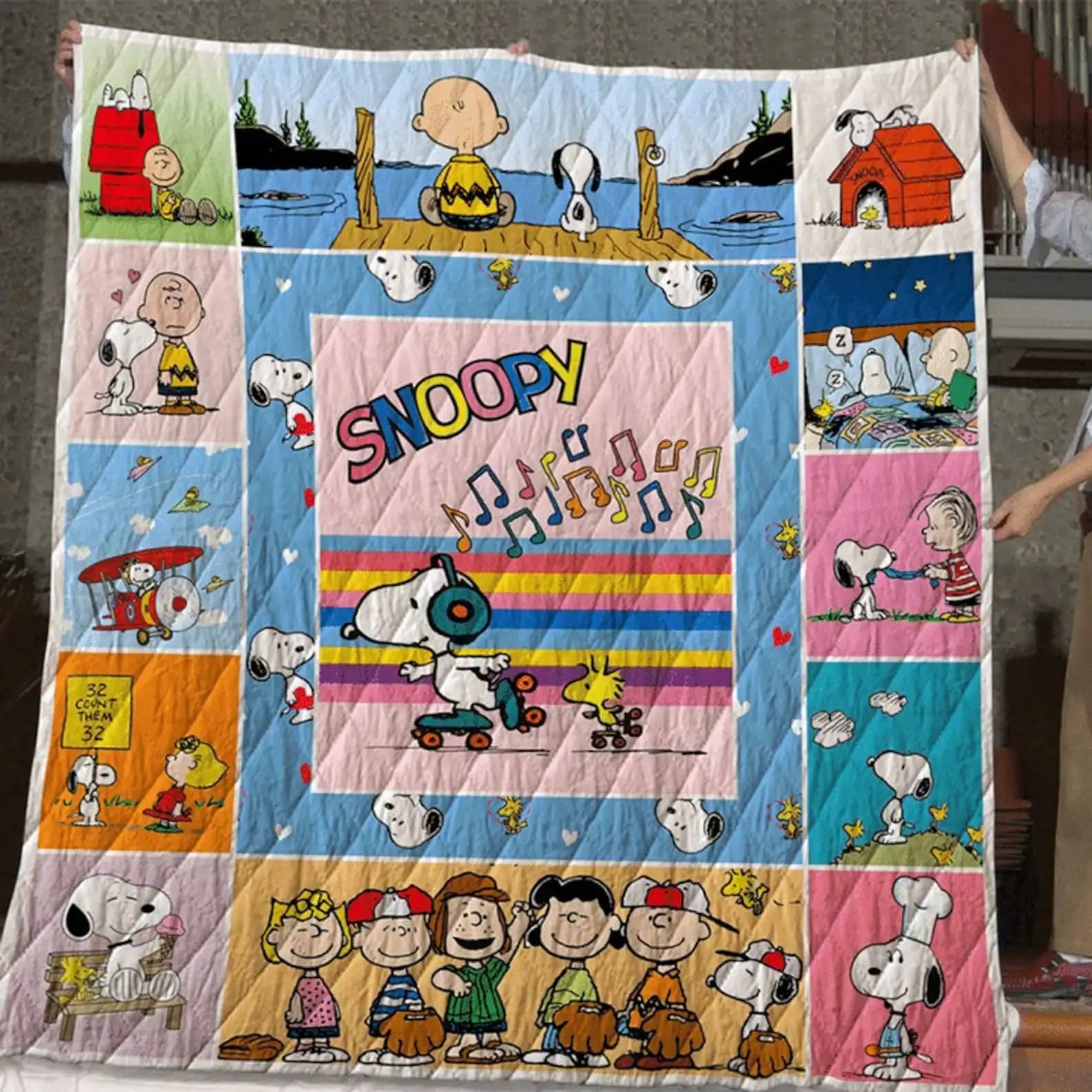 Snoopy With Friends Blanket Gift For Fans Cartoon Movie Quilt