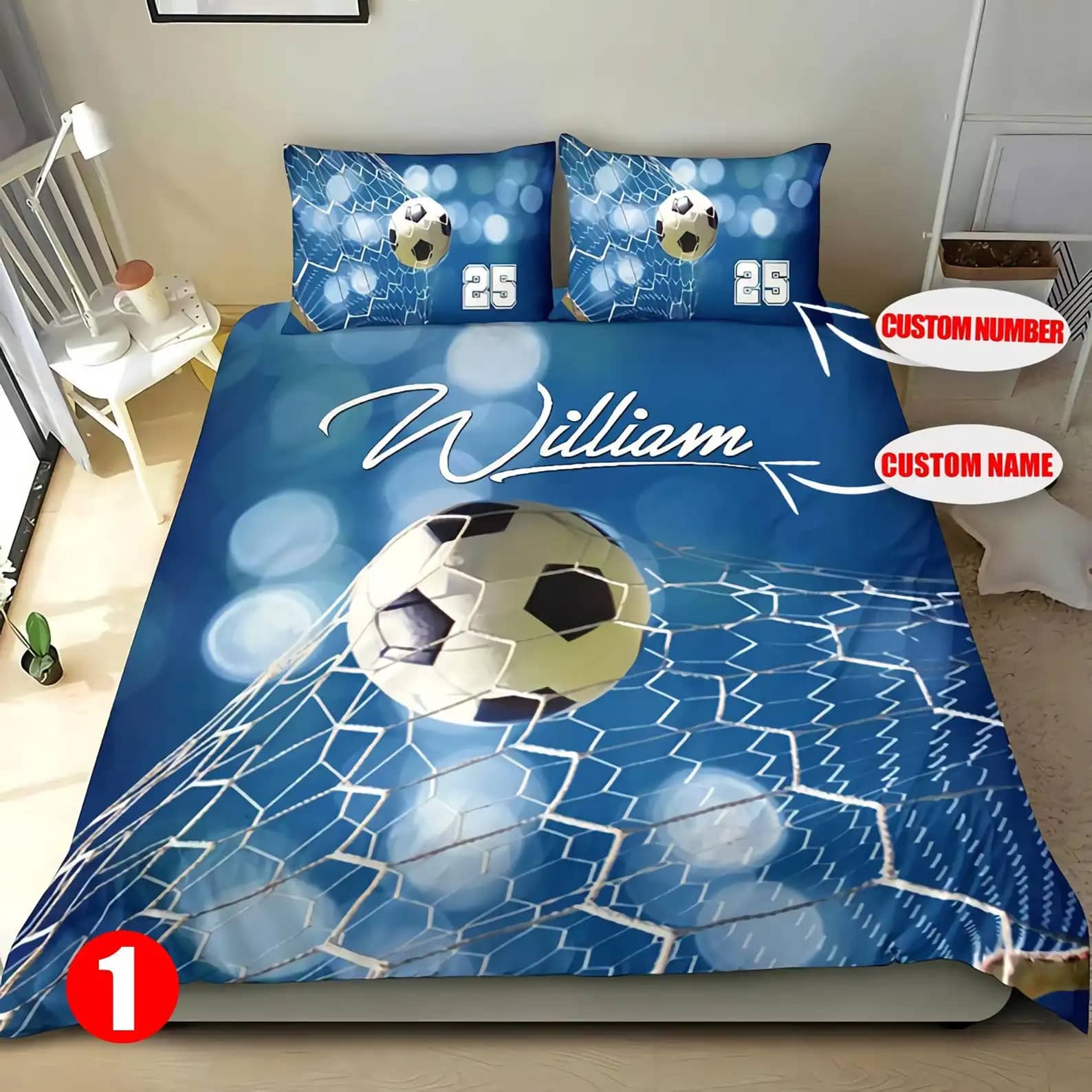Soccer Is My Life Blue Bedding Custom Name Personalized Quilt Bedding Sets