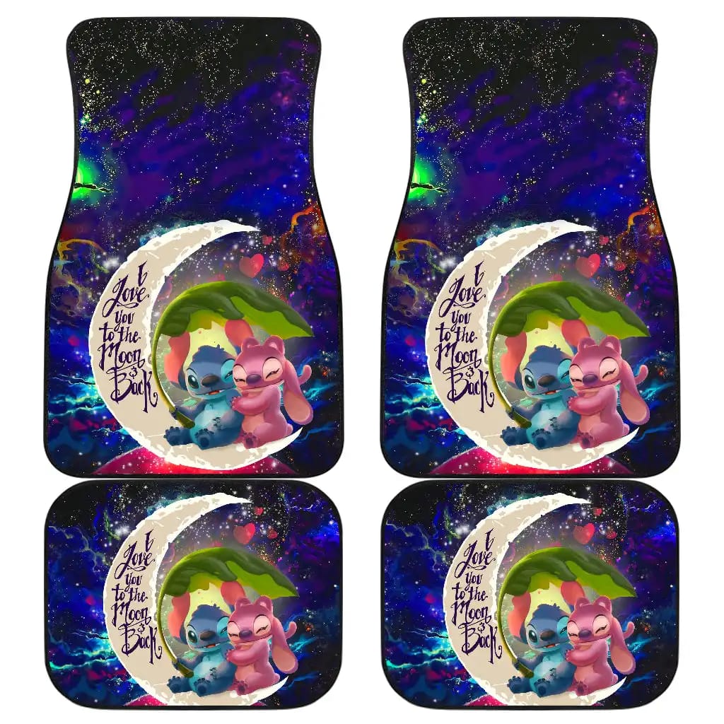 Stitch Angel Love You To The Moon Galaxy Car Floor Mats