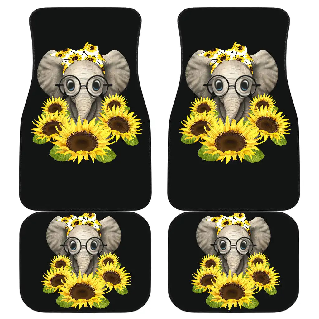 Sunflowers Elephant Sunflowers Front And Back Car Floor Mats