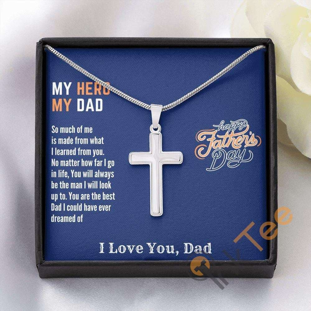 The Best Dad I Could Have Ever Dreamed Of White Gold Finish Artisan For Father'S Day Gift From Songift Daughter Cross Necklace Personalized Gifts