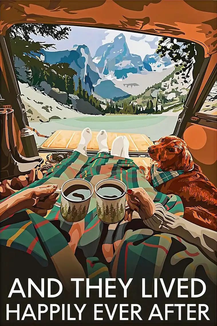 They Lived Happily Ever After Camping Camper Couple Traveling Lover Dog Poster