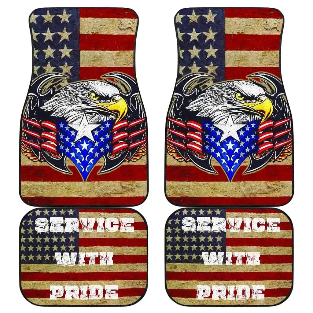 Us Independence Day Eagle Service With Pride Us Flag Custom Car Floor Mats