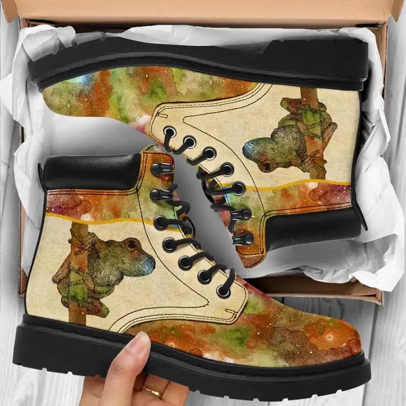 Vintage Boots Frog Watercolor Style Frog On A Log Custom All Season Boot