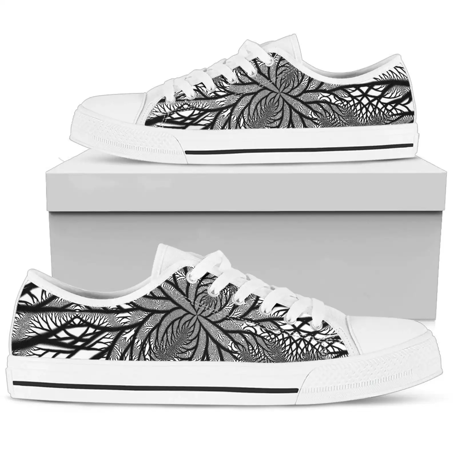 Visionary Art Wild One Black And White Low Top Sneakers