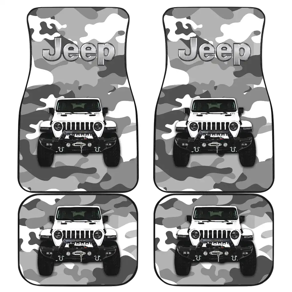 White Jeep Camouflage Car Floor Mats